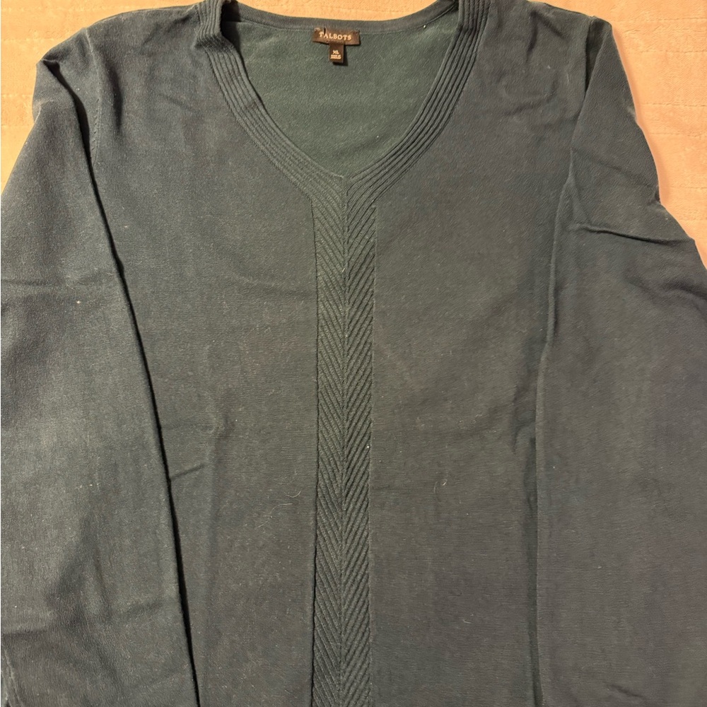 Talbots Woman’s  Deep Green V-Neck Sweater